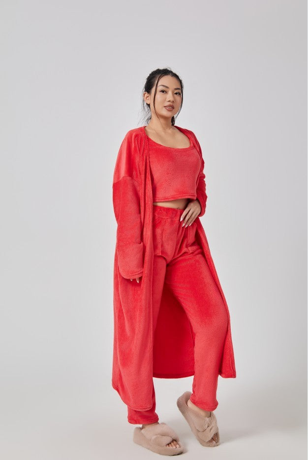 Cozy Pajama Set, 3 Piece Lounge Set, Cute Loungewear, Warm Suit Sets.